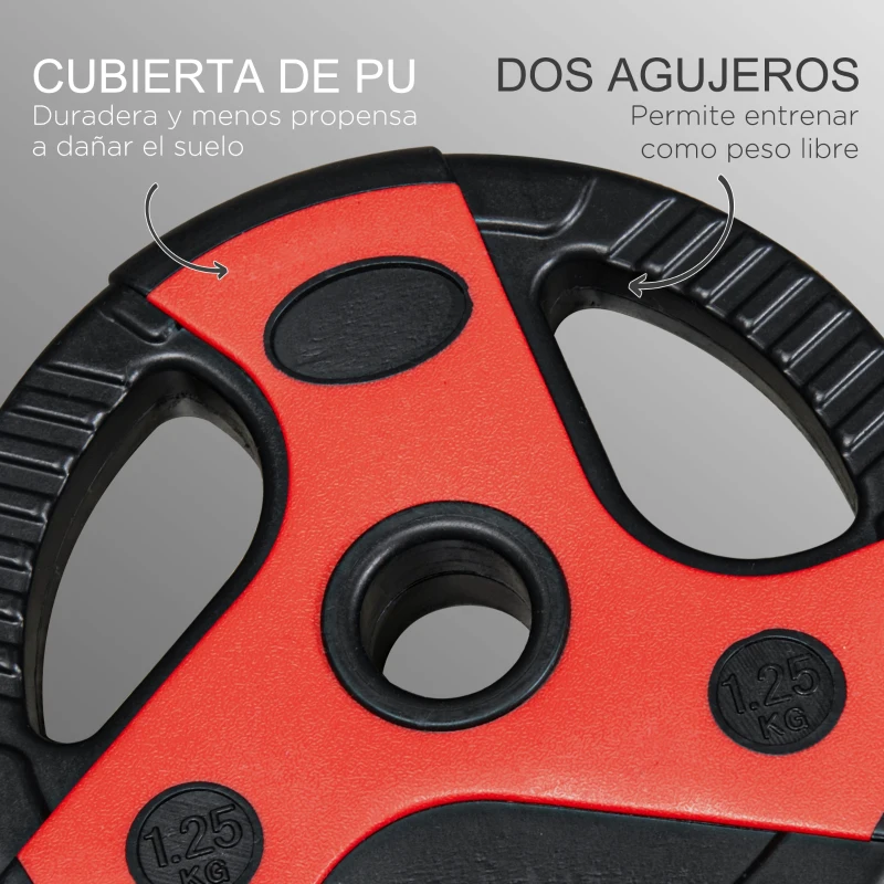 SPORTNOW Juego de Barra de Pesas con 6 Discos de Diferentes Pesos para Entrenamiento de Fuerza Ø27x140 cm Negro y Rojo