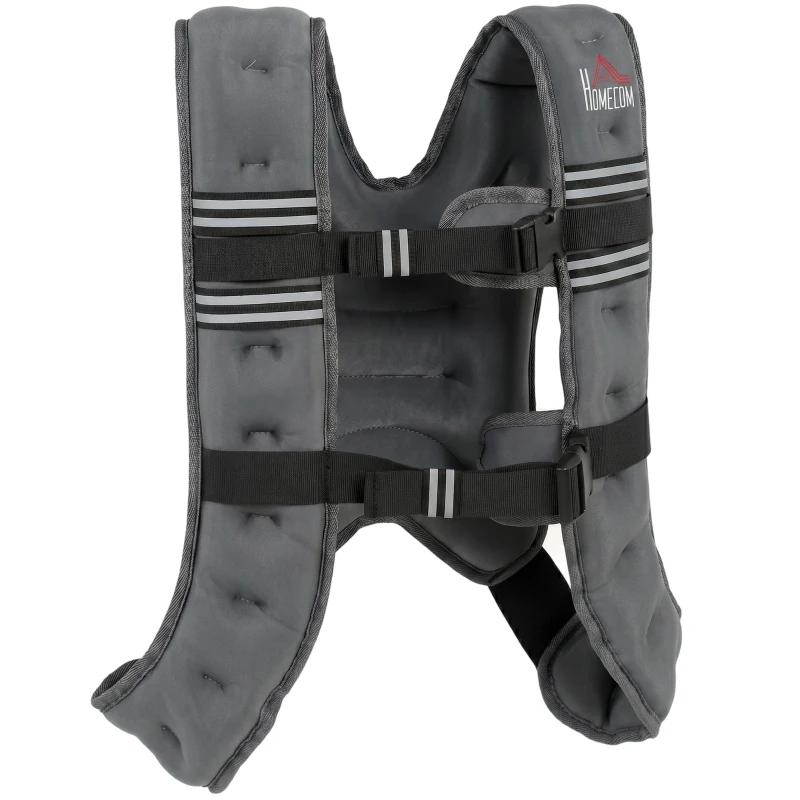 HOMCOM 10KG Weighted Vest, Running Weight Vest with Adjustable Strap, Convenient Pocket and Reflective Strips for Men and Women