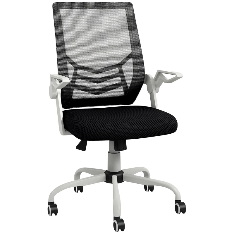 Vinsetto Mesh Office Chair, Computer Desk Chair with Flip-up Armrests, Lumbar Back Support and Swivel Wheels, Black(m-11)