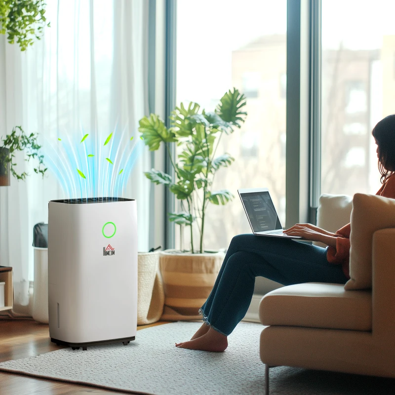 HOMCOM 16L/Day Portable Dehumidifier for Home, with LED Screen, Sleep Mode, 24H Timer, Electric Air Dehumidifier for Damp Laundry Bedroom Basement