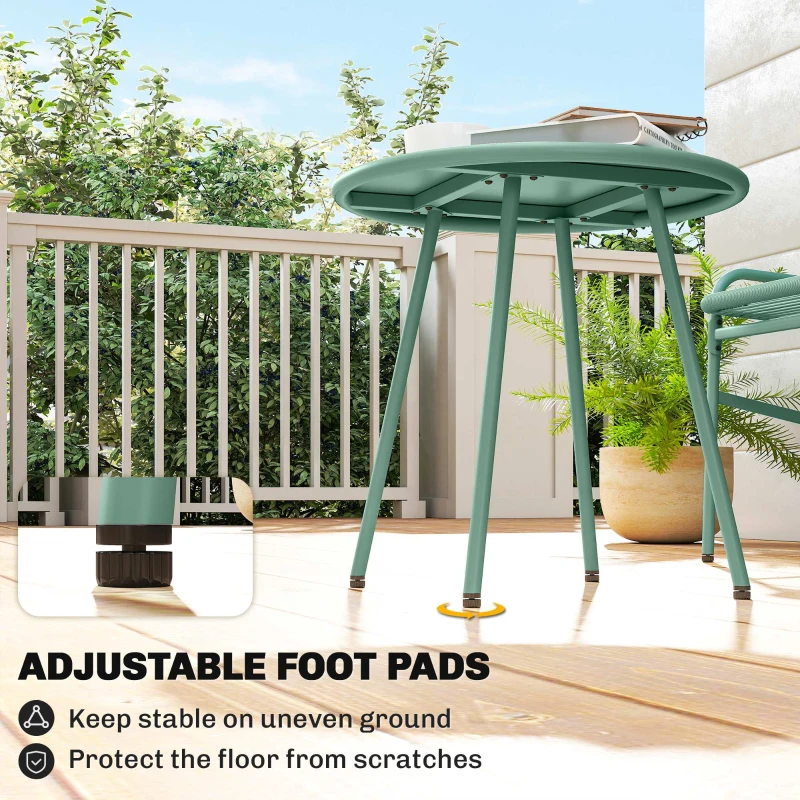 Outsunny 3 Piece Rattan Bistro Set, Outdoor Garden Furniture Set with 2 Chairs, Round Coffee Table for Patio, Balcony, Green