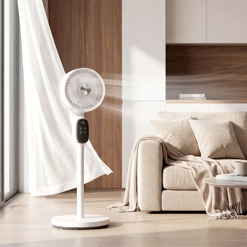 HOMCOM 20 dB Silent Standing Fan for Bedroom, 39in Pedestal Fan with Remote, Oscillating, 8 Speeds, Adjustable Height, White