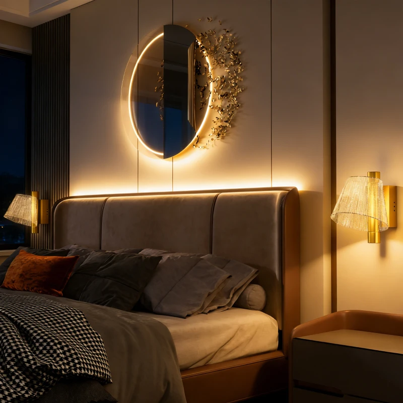 HOMCOM Led Wall Lamp 2 Pack, 5W Modern Indoor Starry Wall Light, Colour Temperature Adjustable 3000K/4000K/6500K, for Bedroom, Living Room, Hallway, Stairs, Gold Tone