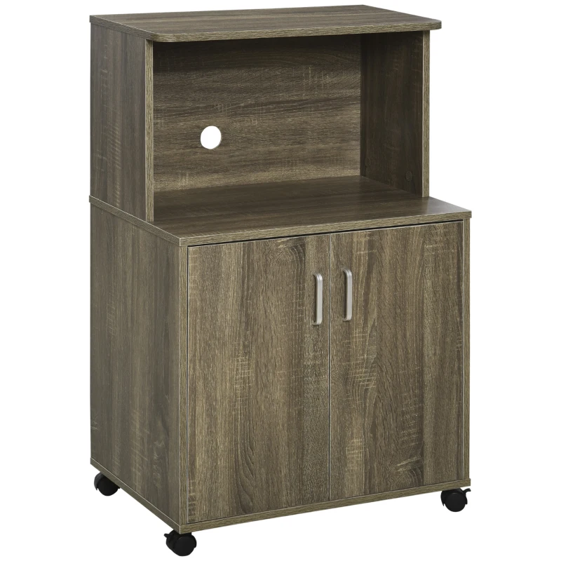 HOMCOM Chariot desserte micro-ondes placard 2 portes - dim. 60,4L x 40,3l x 97H cm - imitation bois