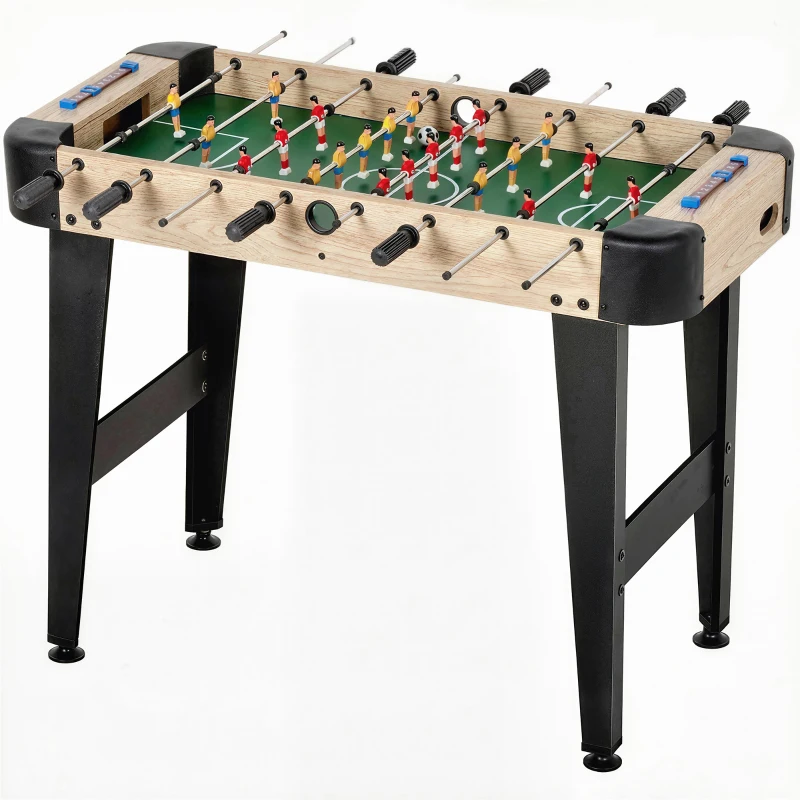 SPORTNOW Futbolín de Mesa de 92 cm con 22 Jugadores 2 Pelotas Marcadores Manuales Mangos Antideslizantes Madera Natural