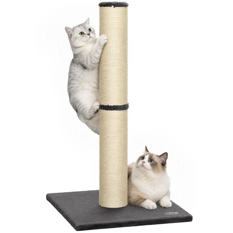 PawHut Kratzbaum für Katzen Leicht 80 cm mit Sisalseil und Basis aus Spanplatte und Plüsch, Dunkelgrau
