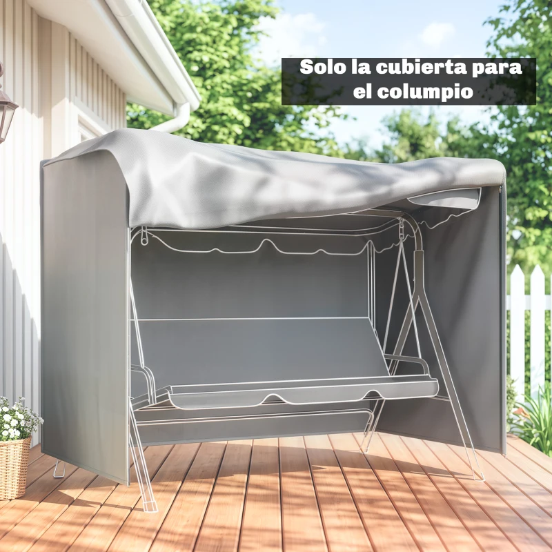 Outsunny Funda para Balancín de Jardín con Cremallera Cubierta para Muebles de Exterior 205x124x164 cm Gris Claro