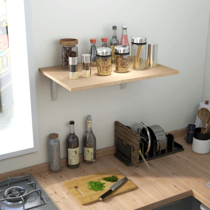 HOMCOM Mesa Plegable de Pared Mesa Abatible de Pared de Madera Ahorra Espacio para Cocina Comedor Dormitorio 60x40x20 cm Natural