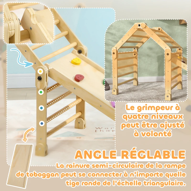 AIYAPLAY 3 en 1 Echelle d'escalade avec toboggan rampe, jouet d'escalade pliable pour enfants 18-48 mois charge 50 Kg