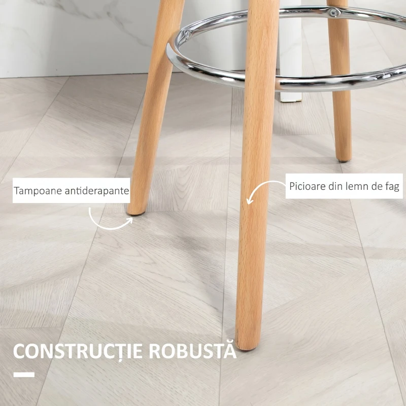 HOMCOM Set 2 Scaune de Bar Moderne din Piele Ecologică, Scaune Înalte de Bucătărie, Negru