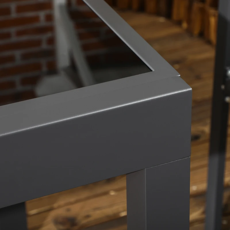 Outsunny Tavolo da Pranzo Allungabile da Giardino con Piano in Vetro e Alluminio, 80-160x80x75 cm, Nero