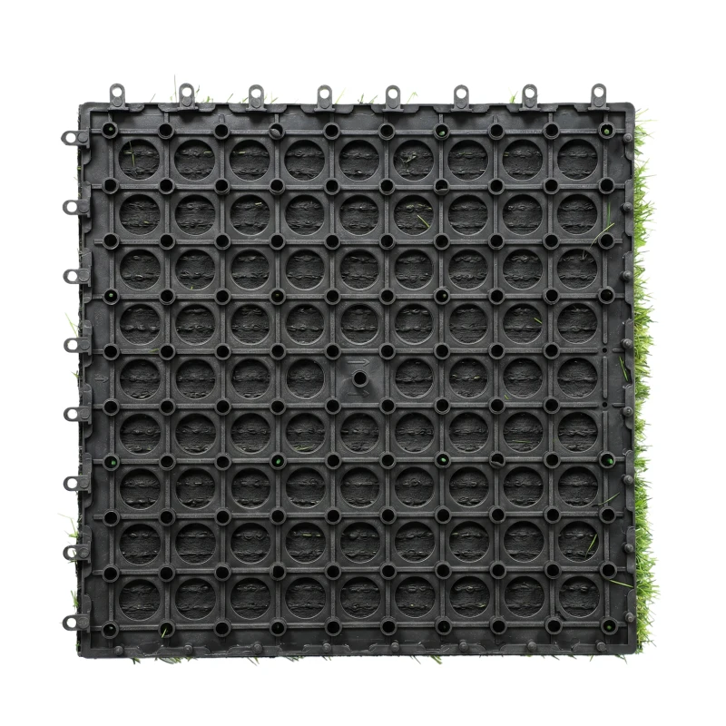 Outsunny Césped Sintético de 22 Piezas Alfombra Césped Artificial 30x30 cm con Altura de Hierba 25 mm Drenaje Automático Verde
