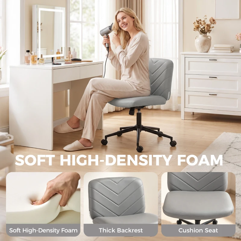 HOMCOM extra nail tech rolling retro fabric cute teenager arms hairdresser on chairs desks spinny comfortable beauty