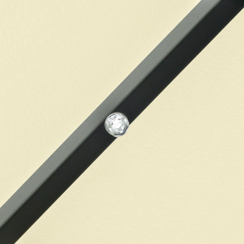 Outsunny Sombrilla Terraza Exterior, Ø265 cm, Sombrilla de Jardín con 32 Luces LED Solares, Poste de Acero y Manivela de Parasol Inclinable, para Patio, Terraza, Beige