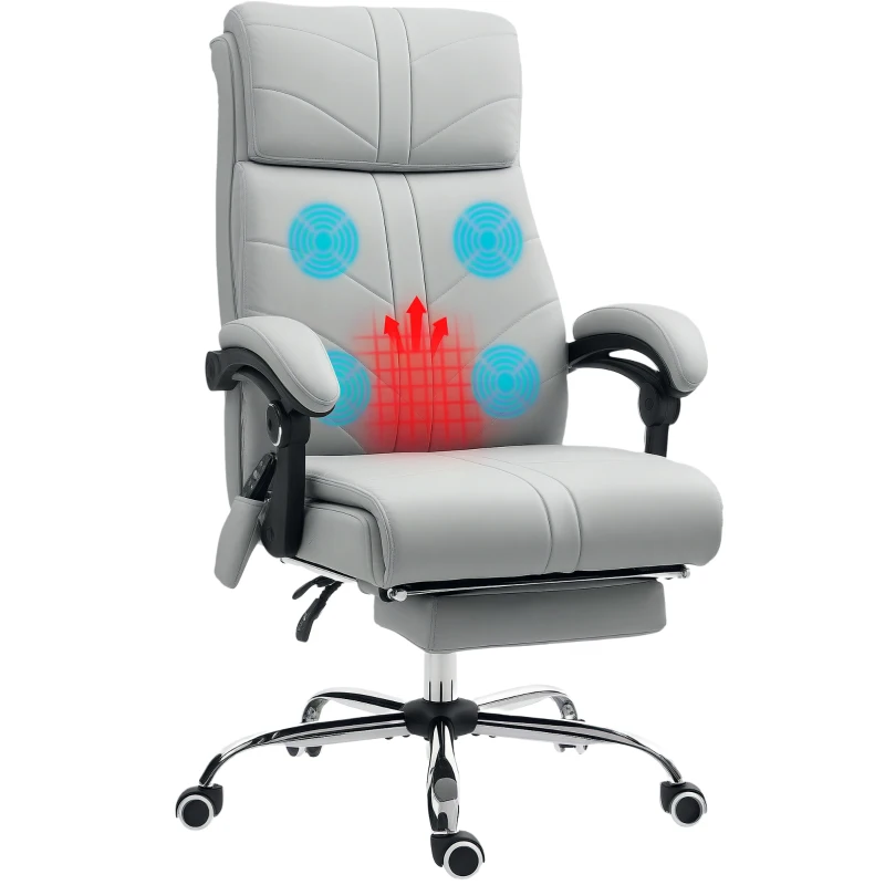 Vinsetto Faux Leather Massage Office Chair - Light Grey