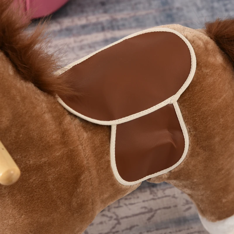 HOMCOM Kids Classic Rocking Horse, with Moving Mouth, Neighing Sounds, Brown