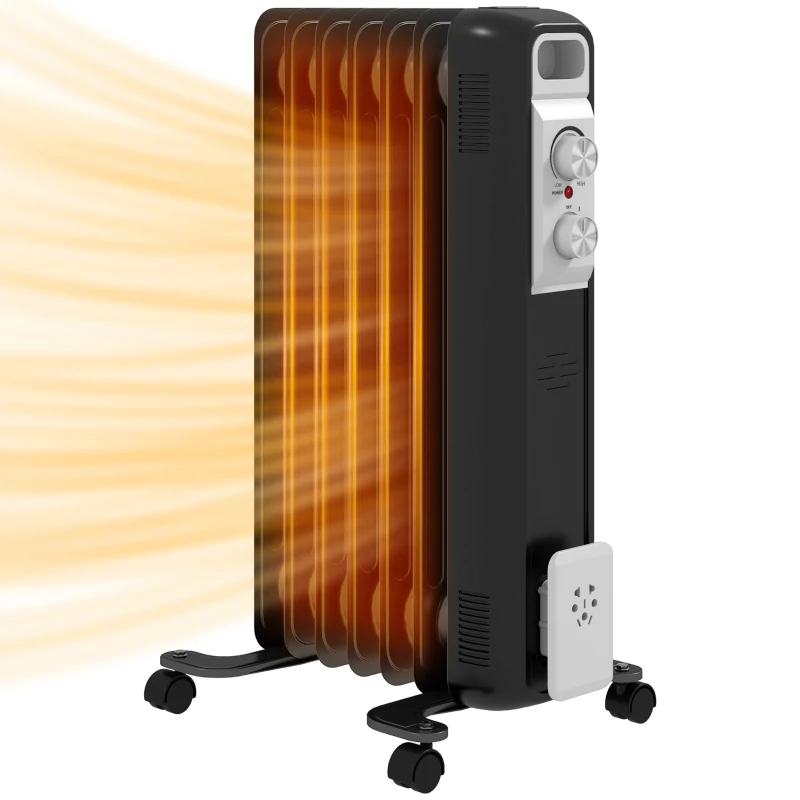 HOMCOM 1.5kW Nine Fin Oil-Filled Radiator - Black
