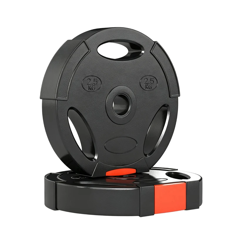 SPORTNOW Disques de poids, plaques de poids 2 x 5 kg et 2 x 2,5 kg, à trois poignées avec trous de Ø 25 mm, noir