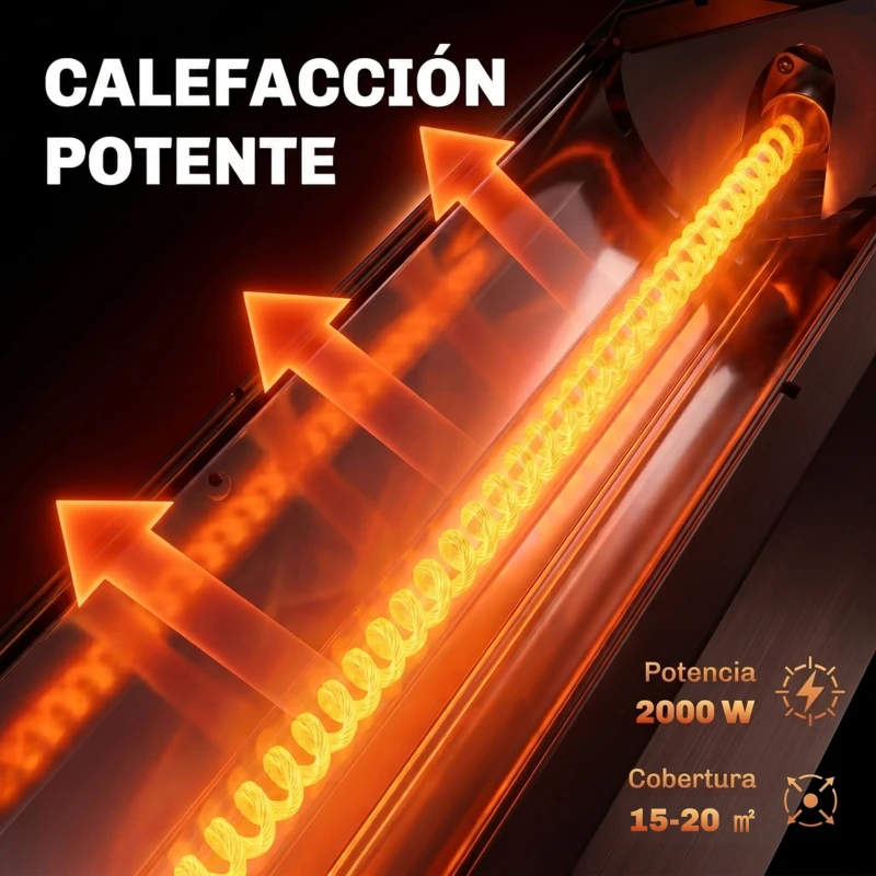 Outsunny Calefactor Infrarrojos Terraza de Pie o Pared 2000 W con Mando 9 Niveles Calor Temporizador Apagado Inclinación Funda