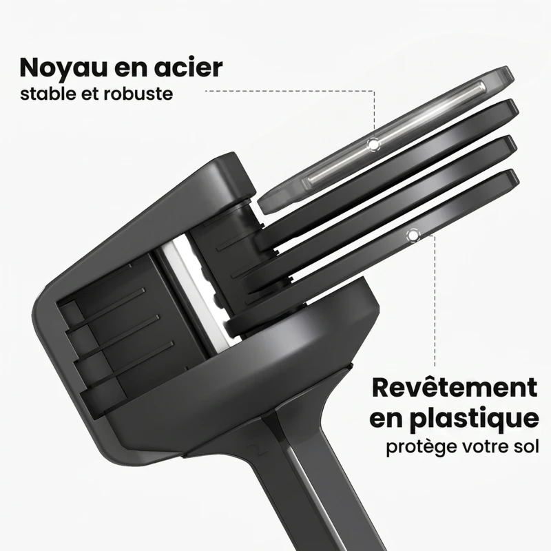 SPORTNOW Haltères Réglables Rapide 5 Niveaux, 2 x 11 kg, Verrou de Sécurité, Poignée Antidérapante, Bases de Rangement, Noir