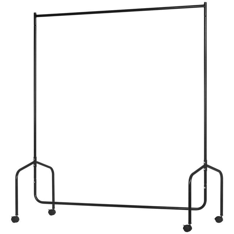 HOMCOM Burro para Ropa con Ruedas Perchero Burro para Ropa Metálico para Entrada Pasillo Dormitorio 150x60x170 cm Carga 140 kg Negro