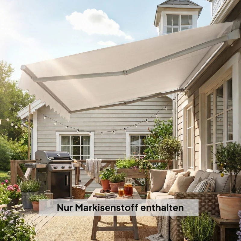 Outsunny Ersatzstoff für Markise – Sonnenschutzdach UPF 50+ für 3,5 x 2,5 m Rahmen, Cremeweiß