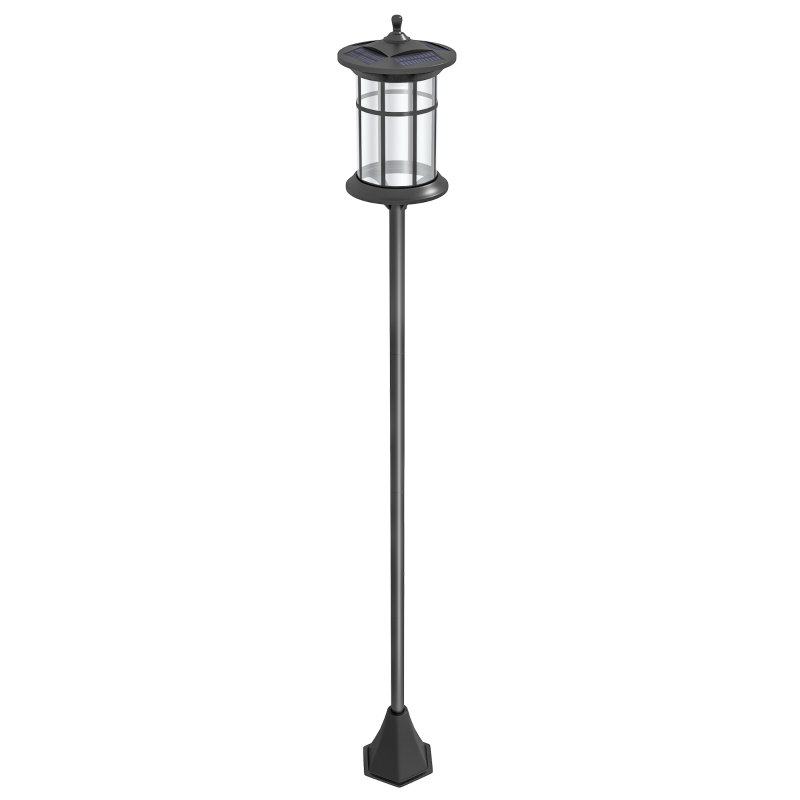 Outsunny Stâlp Solar de Grădină, Înalt de 184cm, cu Lumină LED Alb Rece și IP44, Negru