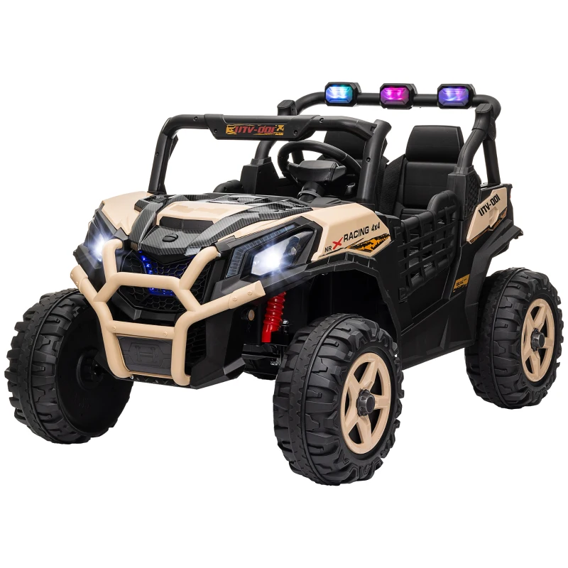 AIYAPLAY 24V 2 Seater Kids Electric Car with Remote Control, Suspension System,  Slow Start, 3 Speeds, for 3-8 Years, Khaki