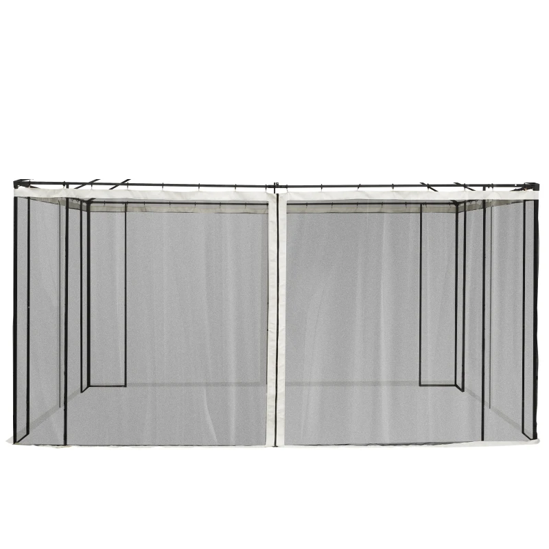 Outsunny 4 Paneles Laterales 3,5x2 m para Carpa de Jardín Tela Mosquitera para Cenador Gazebo con Cremalleras y Anillas Negro