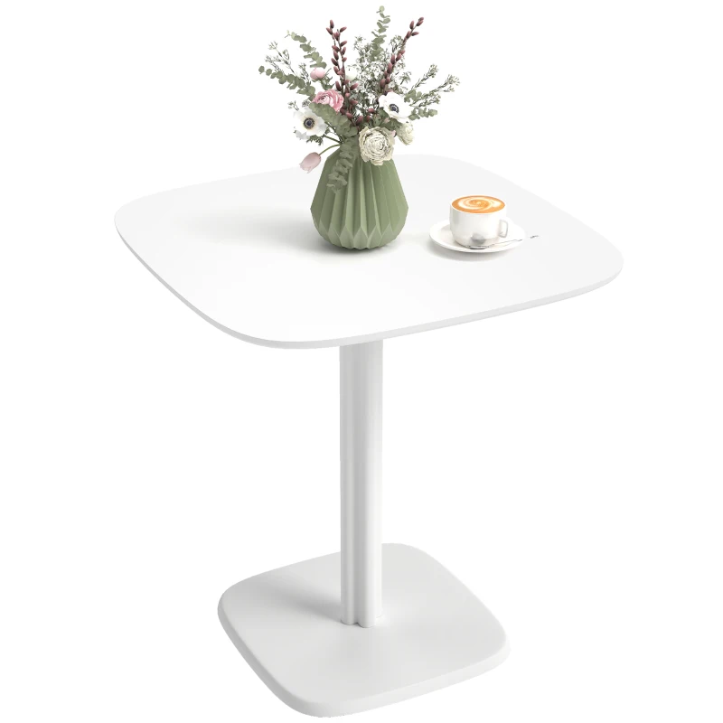 HOMCOM Table à manger pour 4 personne table de cuisine carrée style moderne avec plateau aspect bois, 70 x 70 cm, blanc