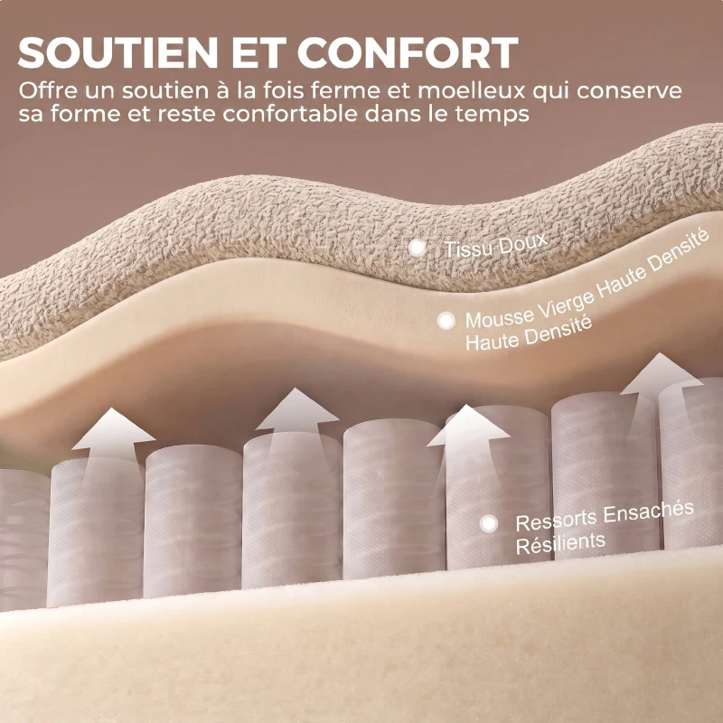 HOMCOM Canapé 3 Places 233 cm, Canapé Salon en Chenille Moderne avec Assise Profonde, Accoudoirs Larges, Beige