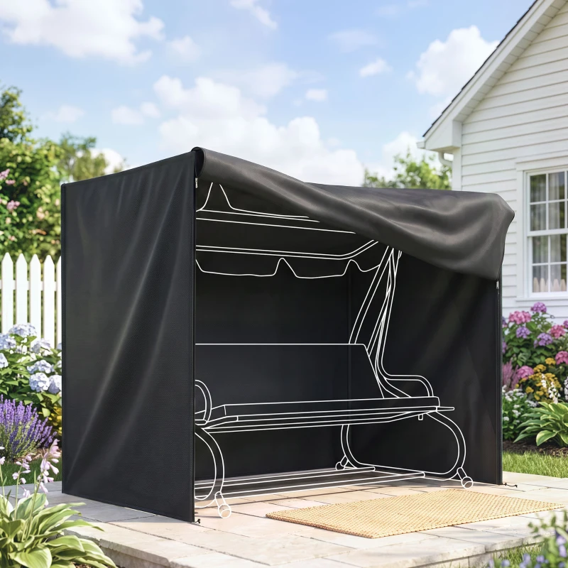 Outsunny Housse de Protection balancelle de Jardin 3 places, bâche étanche et anti-UV 420D, dim. 2,20L x 1,25l x 1,72H m PE Noir