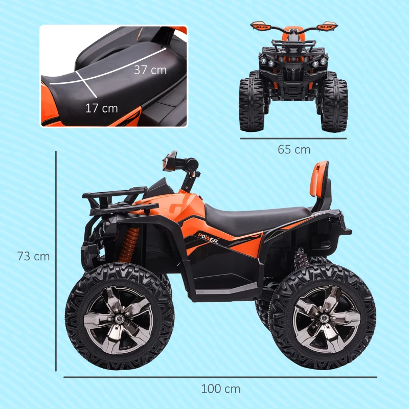 HOMCOM 12V Kinderfahrzeug mit Vorwärts-, Rückwärtsfunktion, MP3-Musikplayer, Scheinwerfer, 3-8 km/h, 3-5 Jahre, Orange(m-4)