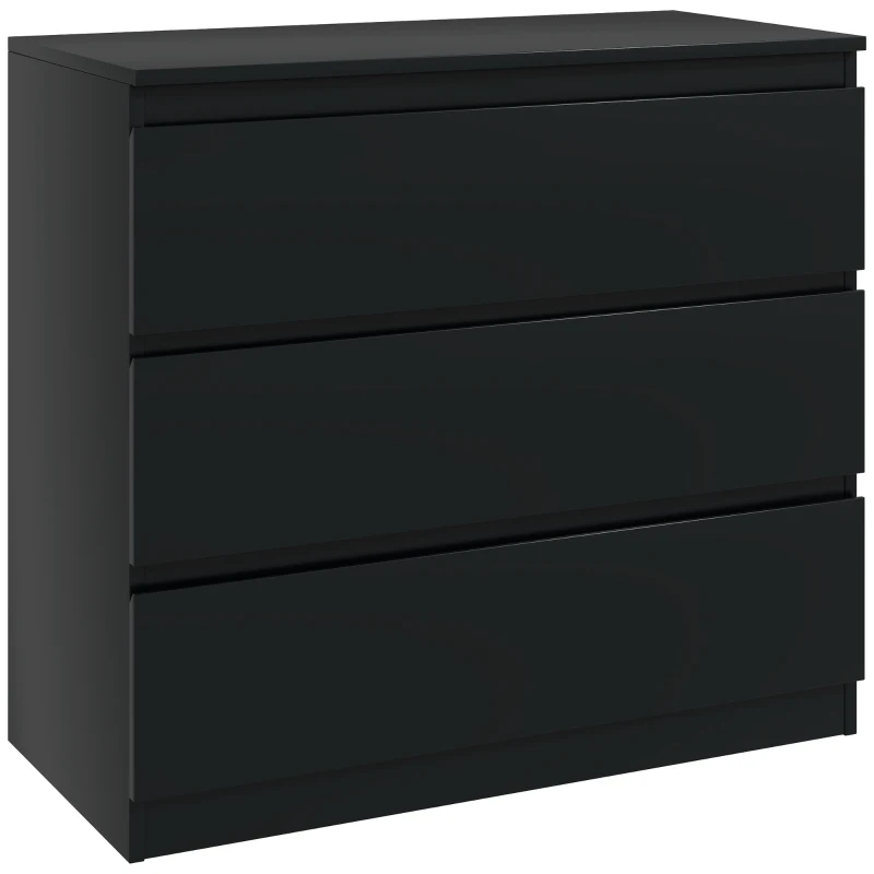 HOMCOM Commode 3 tiroirs, Meuble de rangement épuré pour chambre, intérieur, 80l x 39P x 73H cm