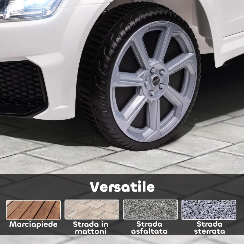 HOMCOM Macchina Elettrica per Bambini 3-5 Anni AUDI TT con Telecomando, Portiere Apribili e Fari LED, Bianco