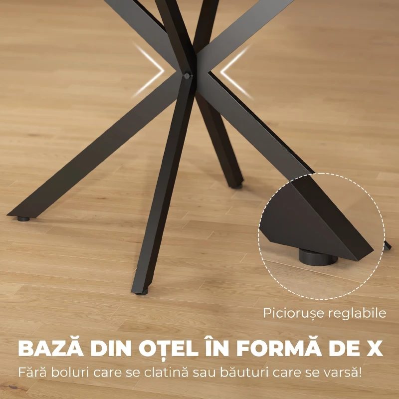 HOMCOM Masă de Sufragerie Extensibilă cu Picior în Formă de X, 100-135cm, Maro