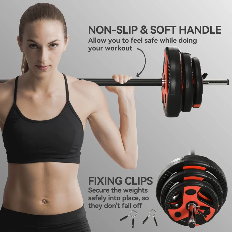 SPORTNOW 20kg Adjustable Barbell Weights Set for Home Gym, Strength Training(m-6)