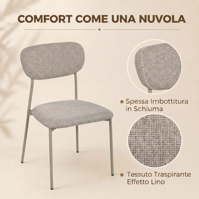 HOMCOM Sedie da Pranzo, Sedie da Cucina Impilabili, Marrone Chiaro