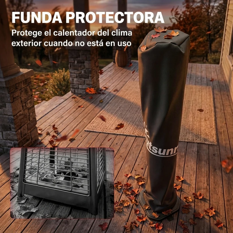 Outsunny Calefactor Infrarrojos Terraza de Pie o Pared 2000 W con Mando 9 Niveles Calor Temporizador Apagado Inclinación Funda