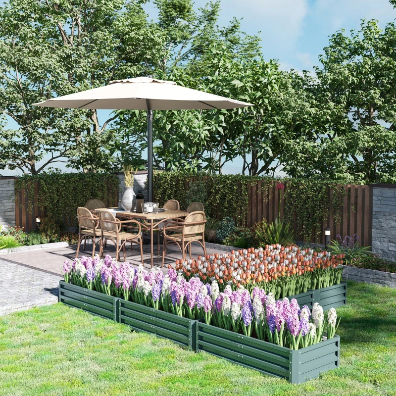 Outsunny Jardinière carré potager de jardin en acier modulable ensemble de 5 jardinières pour légumes, plantes, fleurs, vert