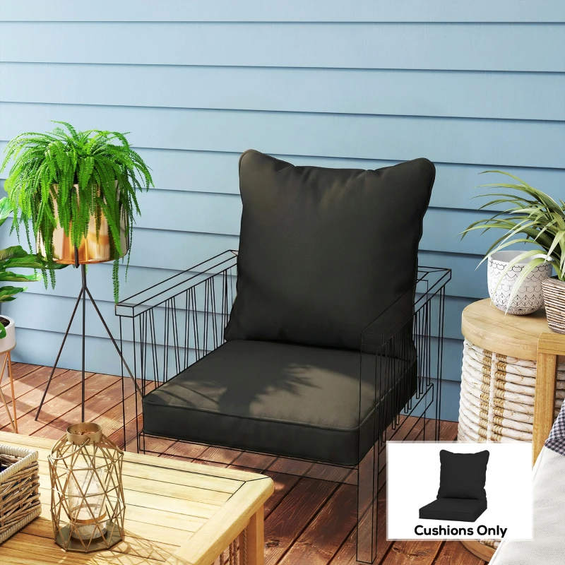 Outsunny Seat and Back Padded Cushion Set, CUSHION ONLY - Black