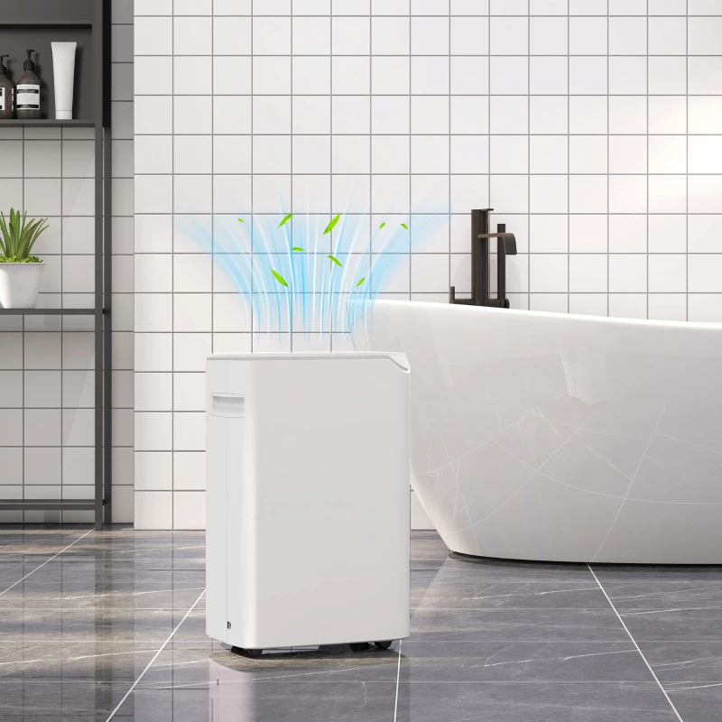 HOMCOM Deumidificatore Portatile 20L/Giorno, Serbatoio 2.5L, 2 Velocità e 3 Funzioni e Timer 24 Ore, Bianco