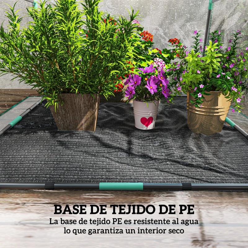 Outsunny Invernadero de Exterior con Puerta con Cremallera Base Impermeable y Marco de Acero 90x90x105 cm Transparente