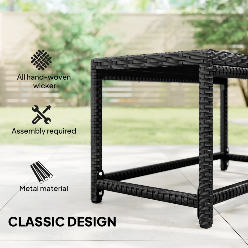 Outsunny Outdoor Coffee Table Side Table with Rectangular Shape Frame for Patio, Balcony, Black