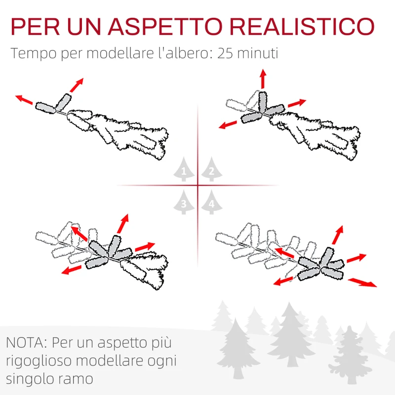HOMCOM Albero di Natale 182.88cm con 479 Rami Innevati, Design Alto e Stretto con Base Pieghevole, Verde