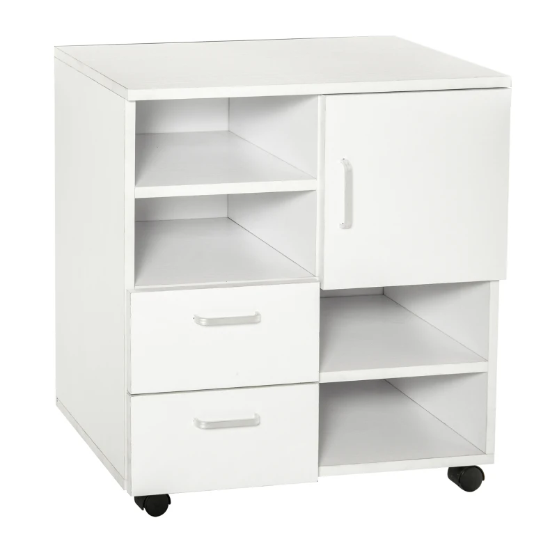 HOMCOM Mesa armario movil mueble tv madera + cajones y puerta consola comedor cajonera