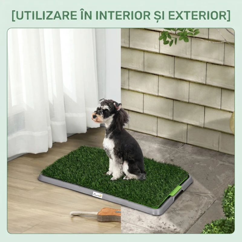 PawHut Toaletă pentru Câini cu Gazon Artificial, Iarbă de Schimb și Tavă Inferioară, 67x41cm