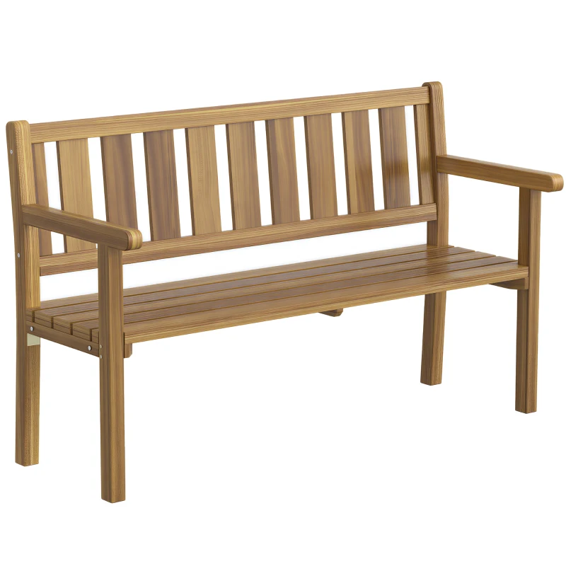 Outsunny Panchina da Giardino da 2 Posti Legno di Abete a Doghe, 150x57x93 cm, Color Teak