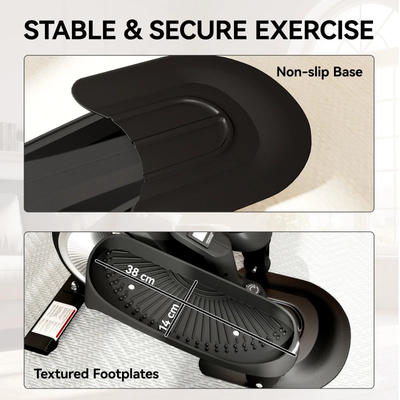 SPORTNOW Under Desk Elliptical Machine with LCD Monitor, 8 Adjustable Magnetic Resistances for 2-in-1 Seat & Stand Up Exercise