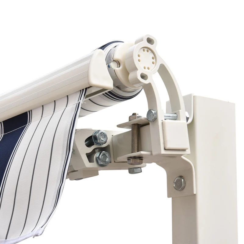 Outsunny Tenda da Sole a Bracci 2.5x2m Avvolgibile Manuale in Alluminio e Poliestere Blu e Bianco